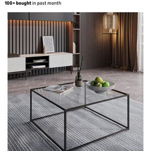 Amazon Modern Glass Coffee Table with Black Frame